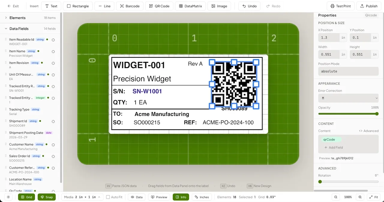 BinderyPress template editor with a product label open